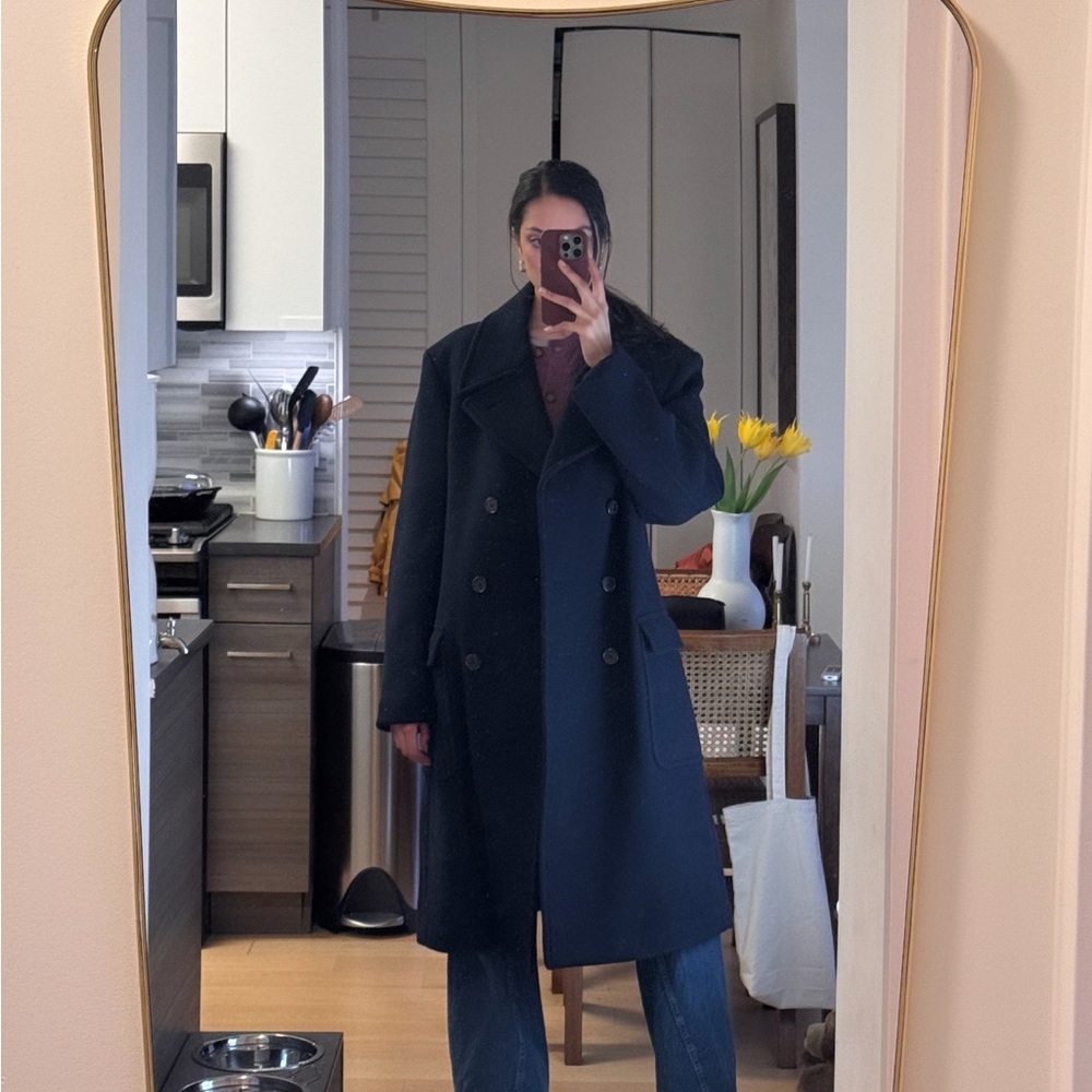 Men's Navy Double-Breasted Ralph Lauren Wool Coat